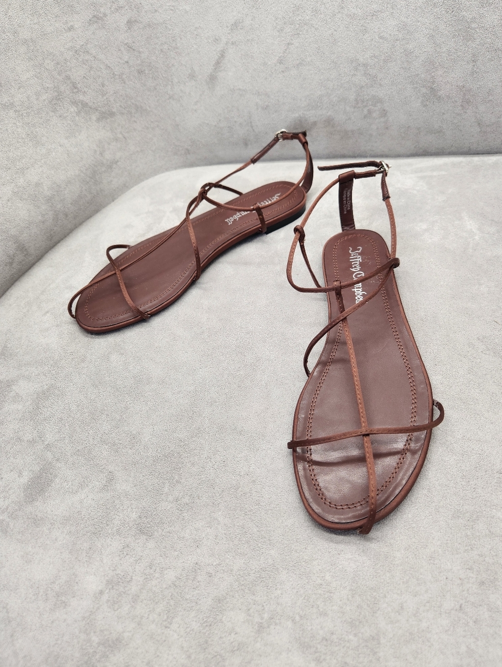 Jeffrey Campbell Sandals 8 Chocolate Brown Satin Trawl Strappy Dainty New $135 - Picture 4 of 12